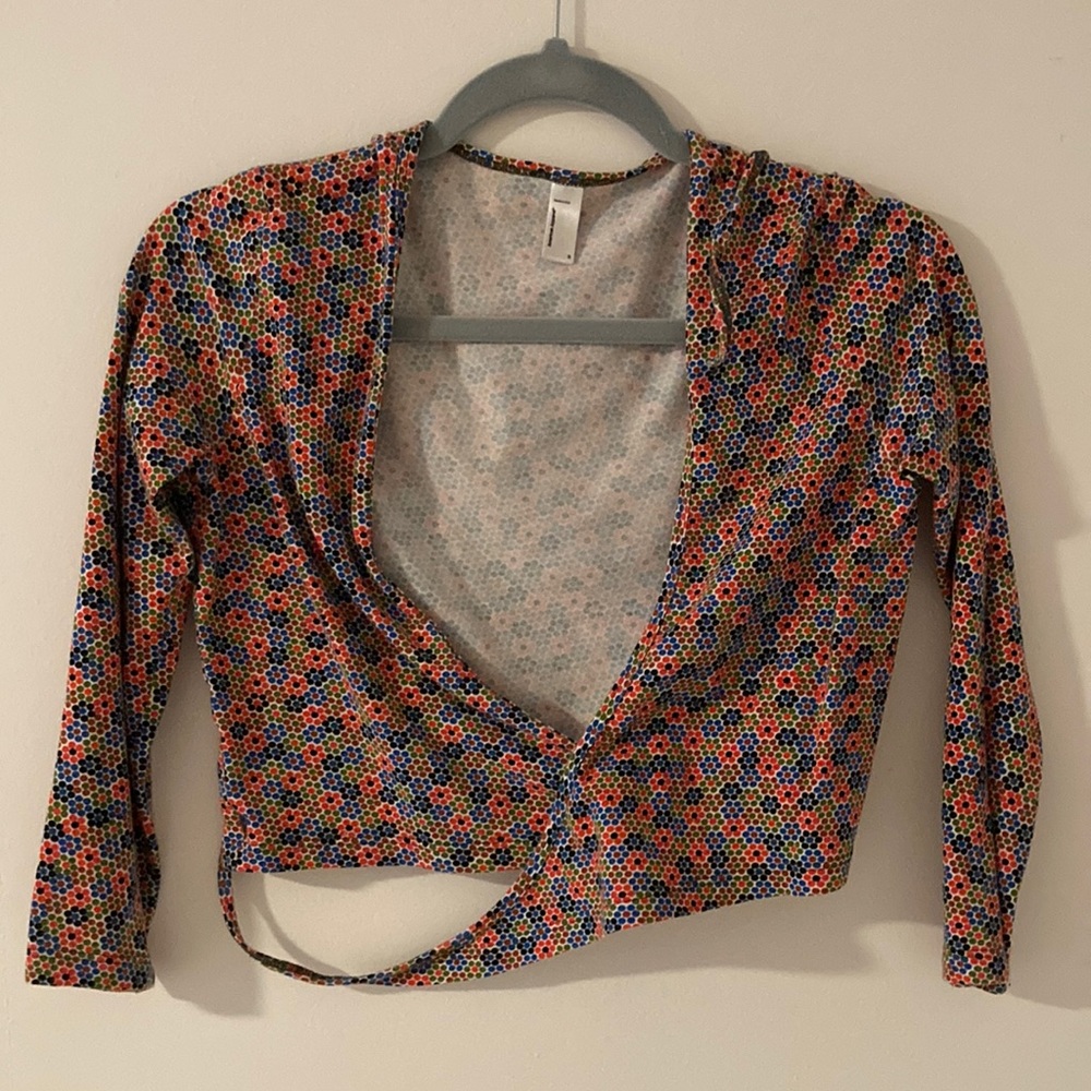 American apparel Julliard floral wrap crop top